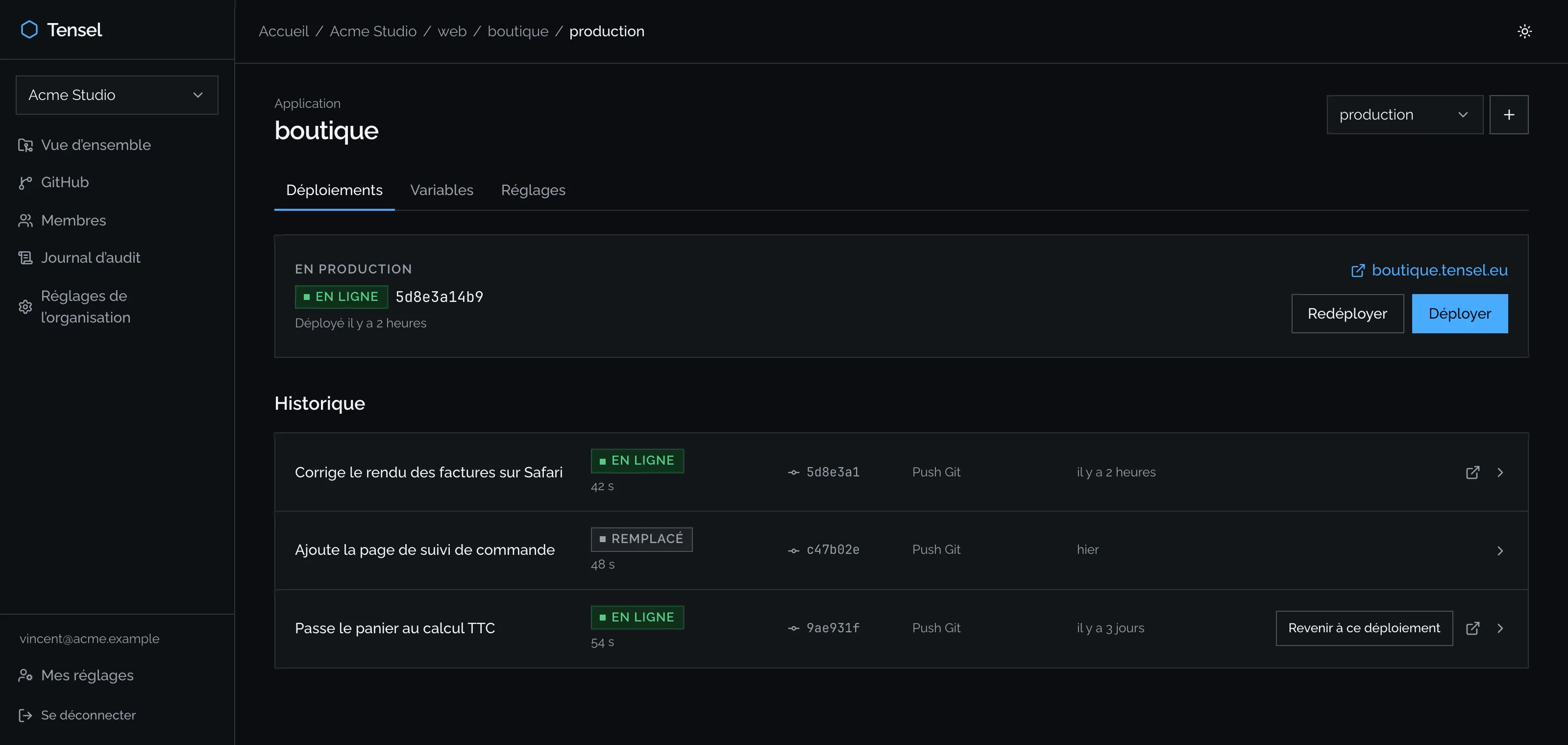 Chaque déploiement, du commit à la mise en ligne