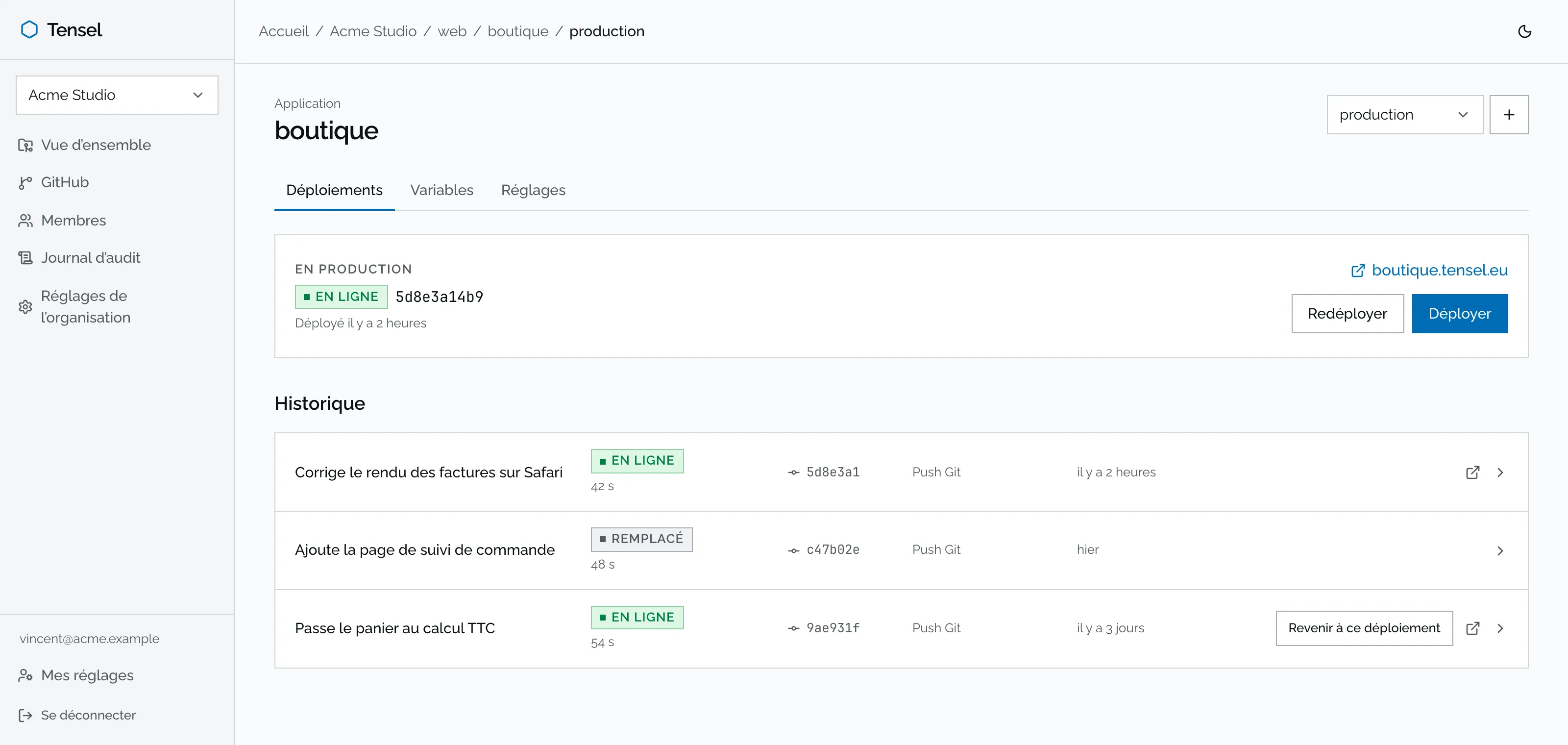 Chaque déploiement, du commit à la mise en ligne